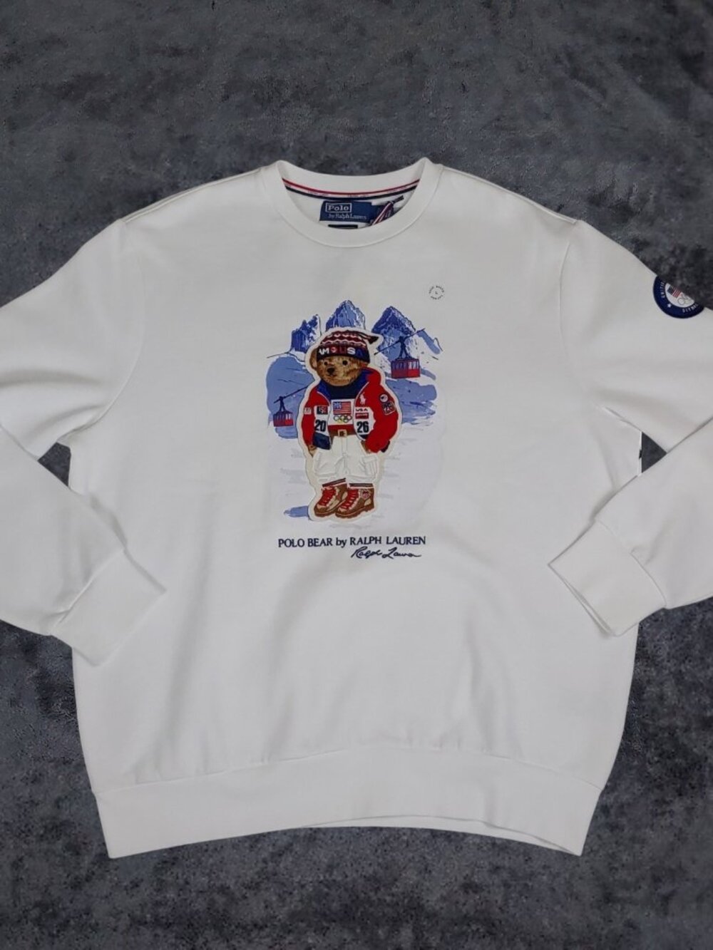 Polo Ralph Lauren Team USA 2026 Olympic Village Bear Sweatshirt L White NWT